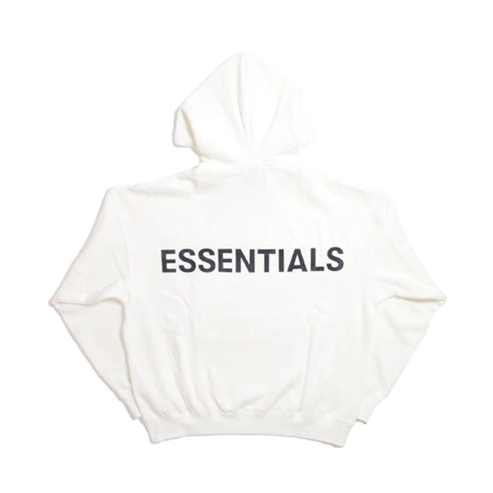 FEAR OF GOD FOG ESSENTIALS FW19 3M REFLECTIVE LOGO PULLOVER HOODIE WHITE (NEW)