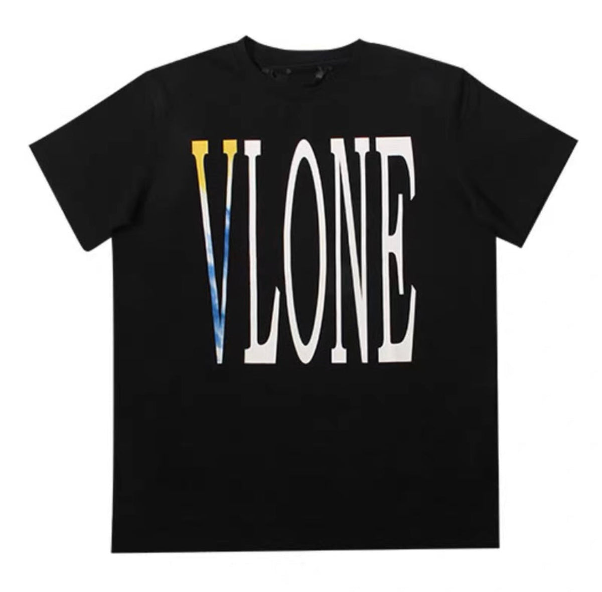 VLONE BLUE YELLOW CLASSIC LOGO BLACK TEE (NEW) (NEW)